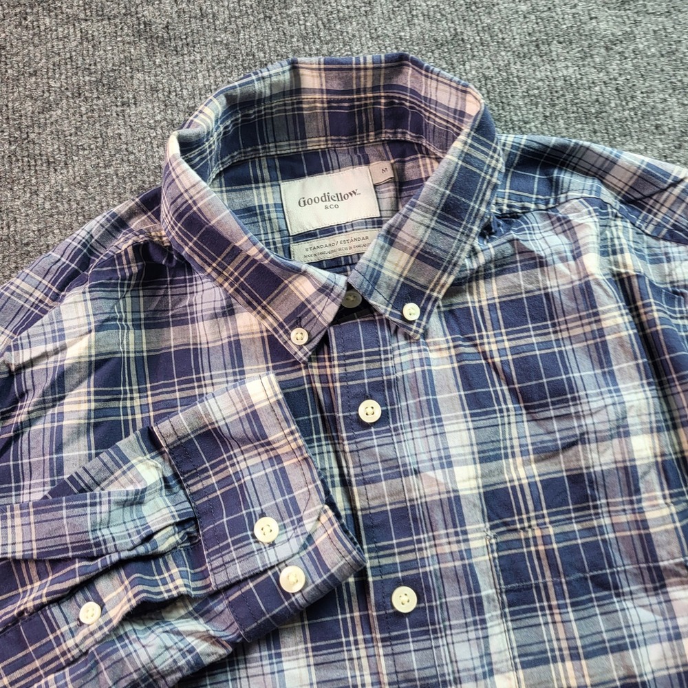 Goodfellow & Co Mens Plaid Long Sleeve Button Down Shirt Standard Fit Size M